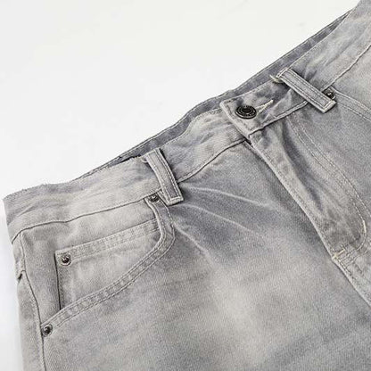 DAXUEN Distressed wide-leg jeans in washed grey denim
