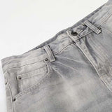 DAXUEN Distressed wide-leg jeans in washed grey denim