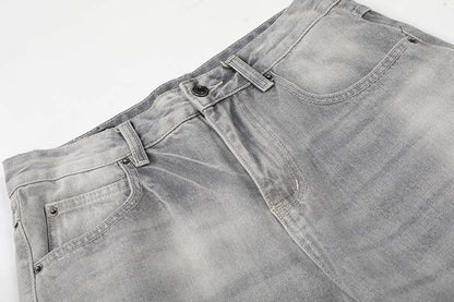 DAXUEN Distressed wide-leg jeans in washed grey denim