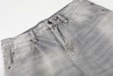 DAXUEN Distressed wide-leg jeans in washed grey denim
