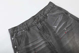 DAXUEN Faded charcoal paint-splatter wide-leg denim jeans