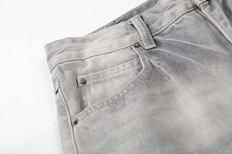 DAXUEN Distressed wide-leg jeans in washed grey denim