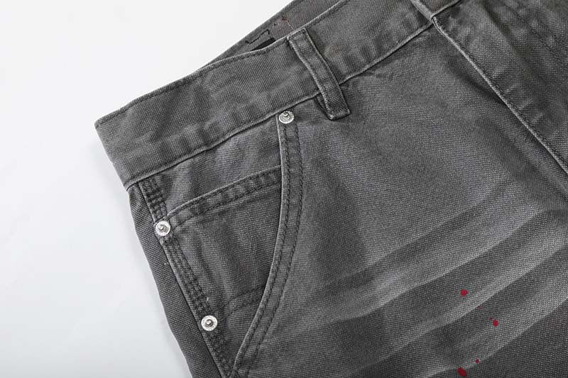 DAXUEN Faded charcoal paint-splatter wide-leg denim jeans