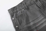 DAXUEN Faded charcoal paint-splatter wide-leg denim jeans