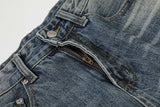 DAXUEN High-waisted wide-leg jeans in faded medium blue denim