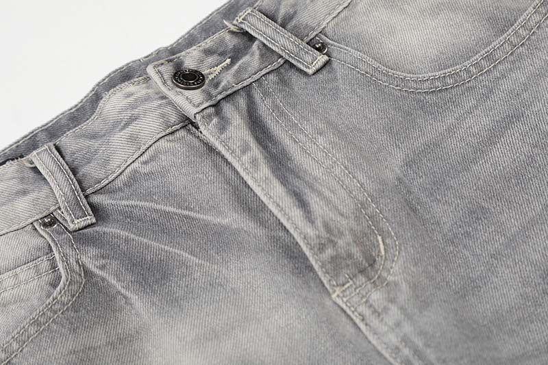 DAXUEN Distressed wide-leg jeans in washed grey denim