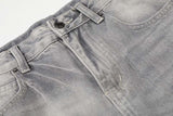 DAXUEN Distressed wide-leg jeans in washed grey denim