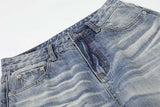DAXUEN Distressed high-waisted wide-leg jeans in medium blue denim