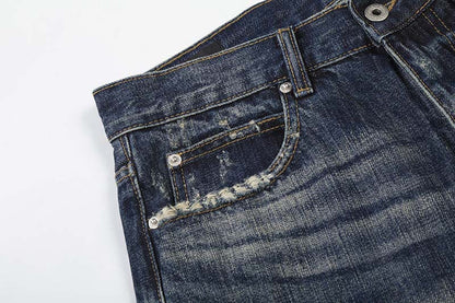 DAXUEN Distressed wide-leg jeans in dark blue wash