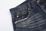 DAXUEN Distressed wide-leg jeans in dark blue wash