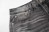 DAXUEN Distressed high-waisted wide-leg jeans in washed black denim