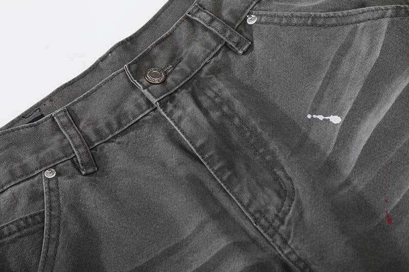 DAXUEN Faded charcoal paint-splatter wide-leg denim jeans