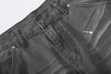 DAXUEN Faded charcoal paint-splatter wide-leg denim jeans