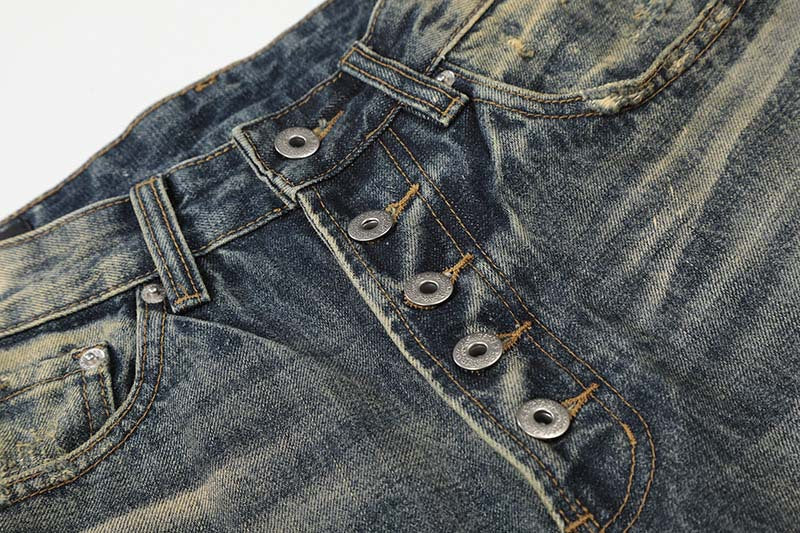 DAXUEN Distressed wide-leg high-waisted jeans