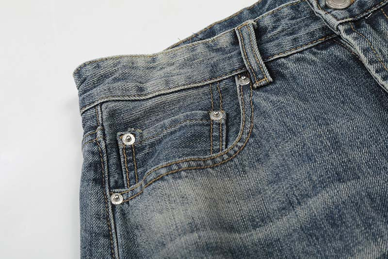 DAXUEN High-waisted wide-leg jeans in faded medium blue denim