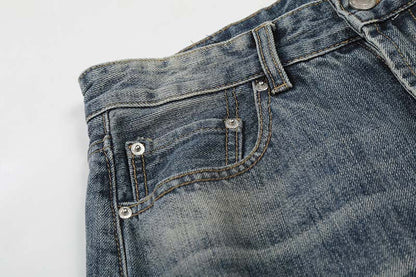 DAXUEN High-waisted wide-leg jeans in faded medium blue denim