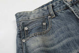 DAXUEN High-waisted wide-leg jeans in faded medium blue denim