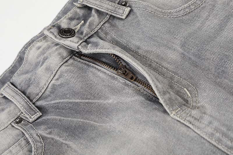 DAXUEN Distressed wide-leg jeans in washed grey denim