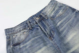 DAXUEN Distressed high-waisted wide-leg jeans in medium blue denim