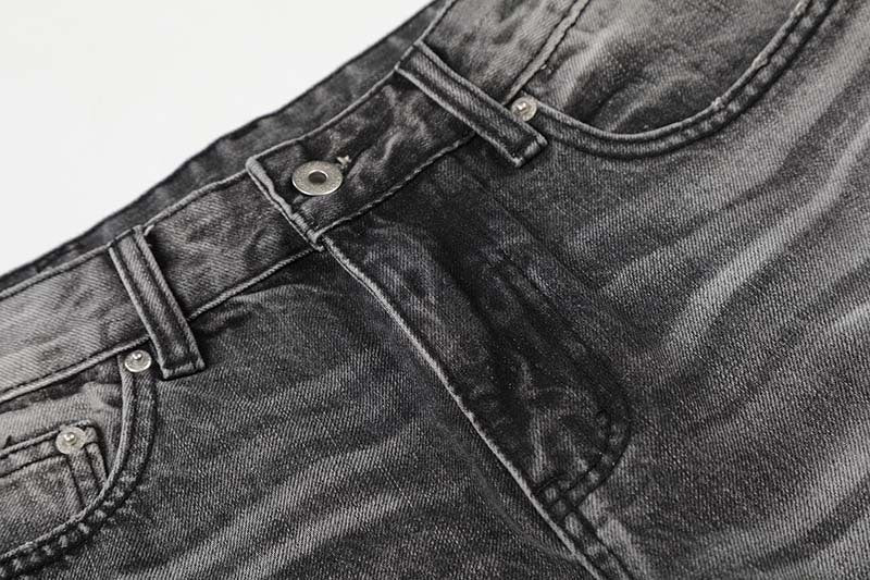 DAXUEN Distressed high-waisted wide-leg jeans in washed black denim
