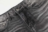 DAXUEN Distressed high-waisted wide-leg jeans in washed black denim