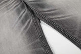 DAXUEN Distressed high-waisted wide-leg jeans in washed black denim