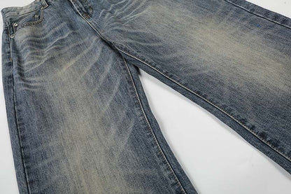 DAXUEN High-waisted wide-leg jeans in faded medium blue denim