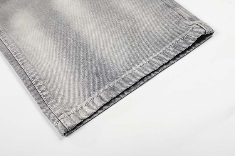 DAXUEN Distressed wide-leg jeans in washed grey denim