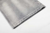 DAXUEN Distressed wide-leg jeans in washed grey denim