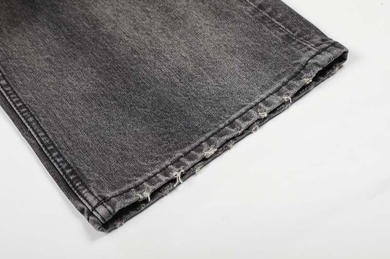 DAXUEN Distressed high-waisted wide-leg jeans in washed black denim