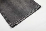 DAXUEN Distressed high-waisted wide-leg jeans in washed black denim