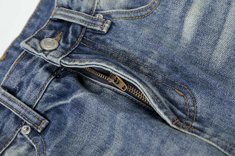 DAXUEN Distressed high-waisted wide-leg jeans in medium blue denim