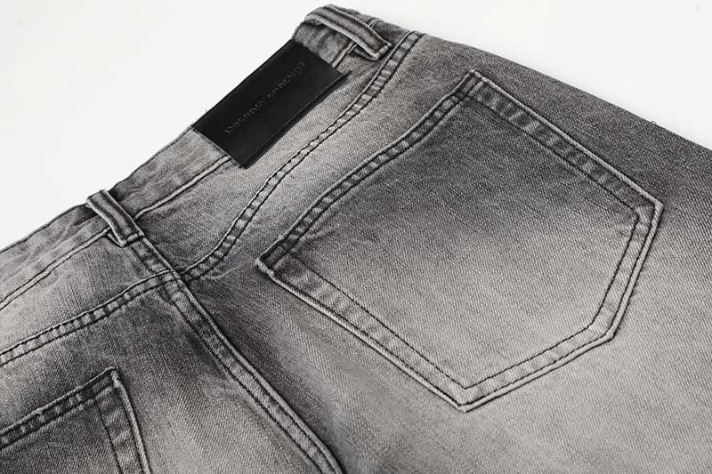 DAXUEN Distressed high-waisted wide-leg jeans in washed black denim