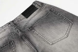 DAXUEN Distressed high-waisted wide-leg jeans in washed black denim