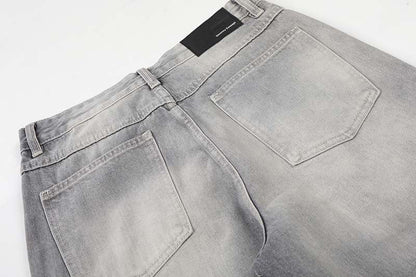 DAXUEN Distressed wide-leg jeans in washed grey denim