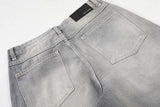 DAXUEN Distressed wide-leg jeans in washed grey denim