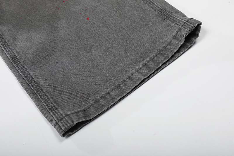 DAXUEN Faded charcoal paint-splatter wide-leg denim jeans