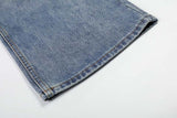 DAXUEN Distressed high-waisted wide-leg jeans in medium blue denim