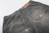 DAXUEN Faded charcoal paint-splatter wide-leg denim jeans