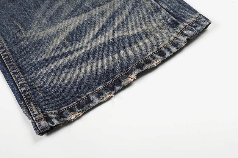 DAXUEN Distressed wide-leg jeans in dark blue wash