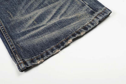 DAXUEN Distressed wide-leg jeans in dark blue wash