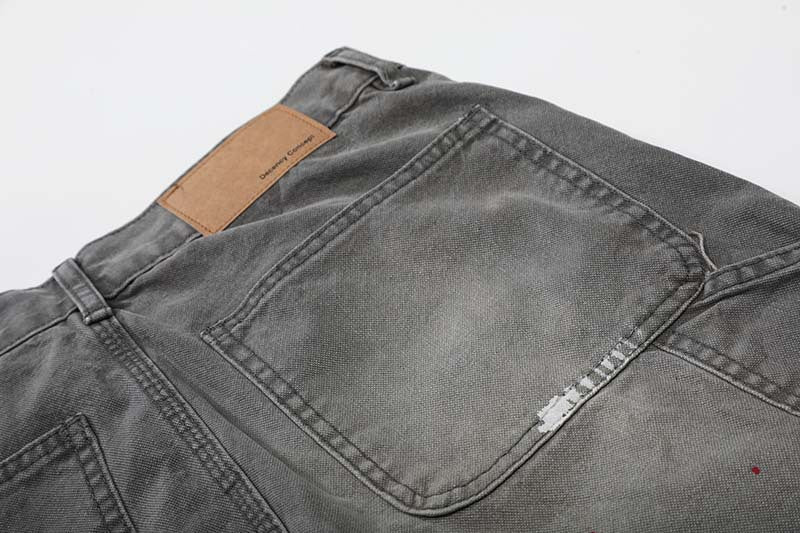 DAXUEN Faded charcoal paint-splatter wide-leg denim jeans