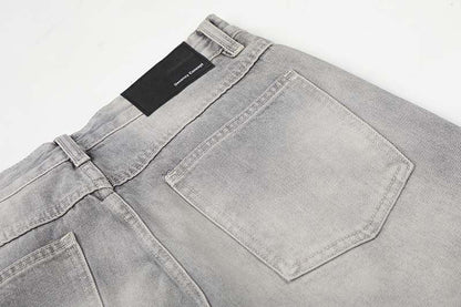 DAXUEN Distressed wide-leg jeans in washed grey denim