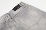 DAXUEN Distressed wide-leg jeans in washed grey denim