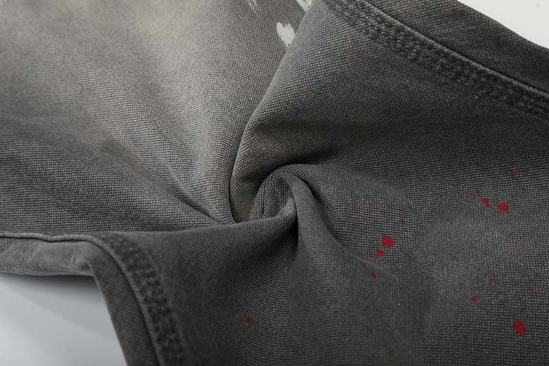 DAXUEN Faded charcoal paint-splatter wide-leg denim jeans
