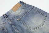 DAXUEN Distressed high-waisted wide-leg jeans in medium blue denim