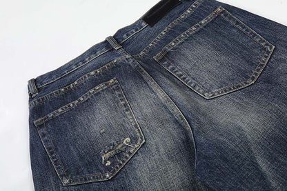 DAXUEN Distressed wide-leg jeans in dark blue wash