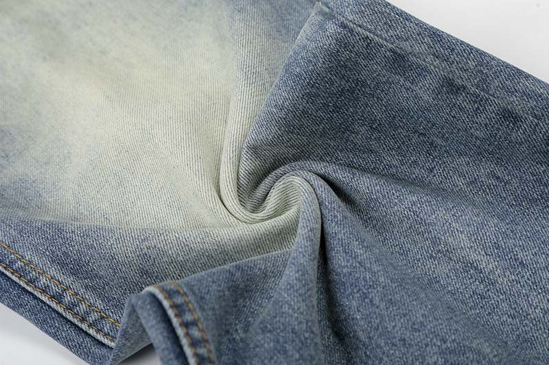 DAXUEN Distressed high-waisted wide-leg jeans in medium blue denim
