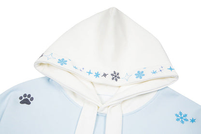 DAXUEN Pullover hoodie with snowflake and paw print embroidery