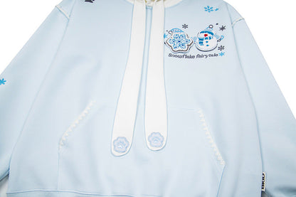 DAXUEN Pullover hoodie with snowflake and paw print embroidery